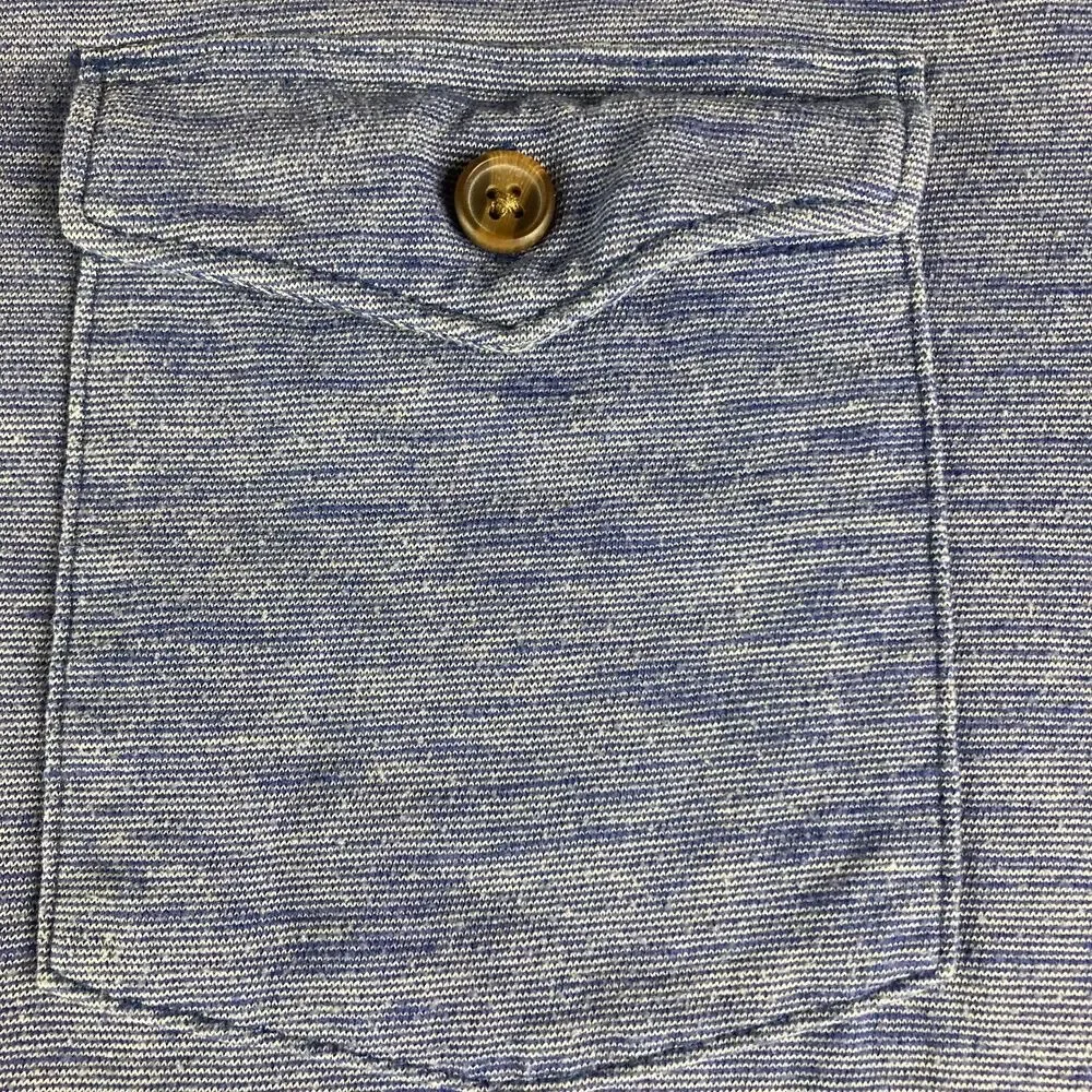 Banana Republic Polo Shirt Mens Large Blue Slub Knit Short Sleeve Pocket